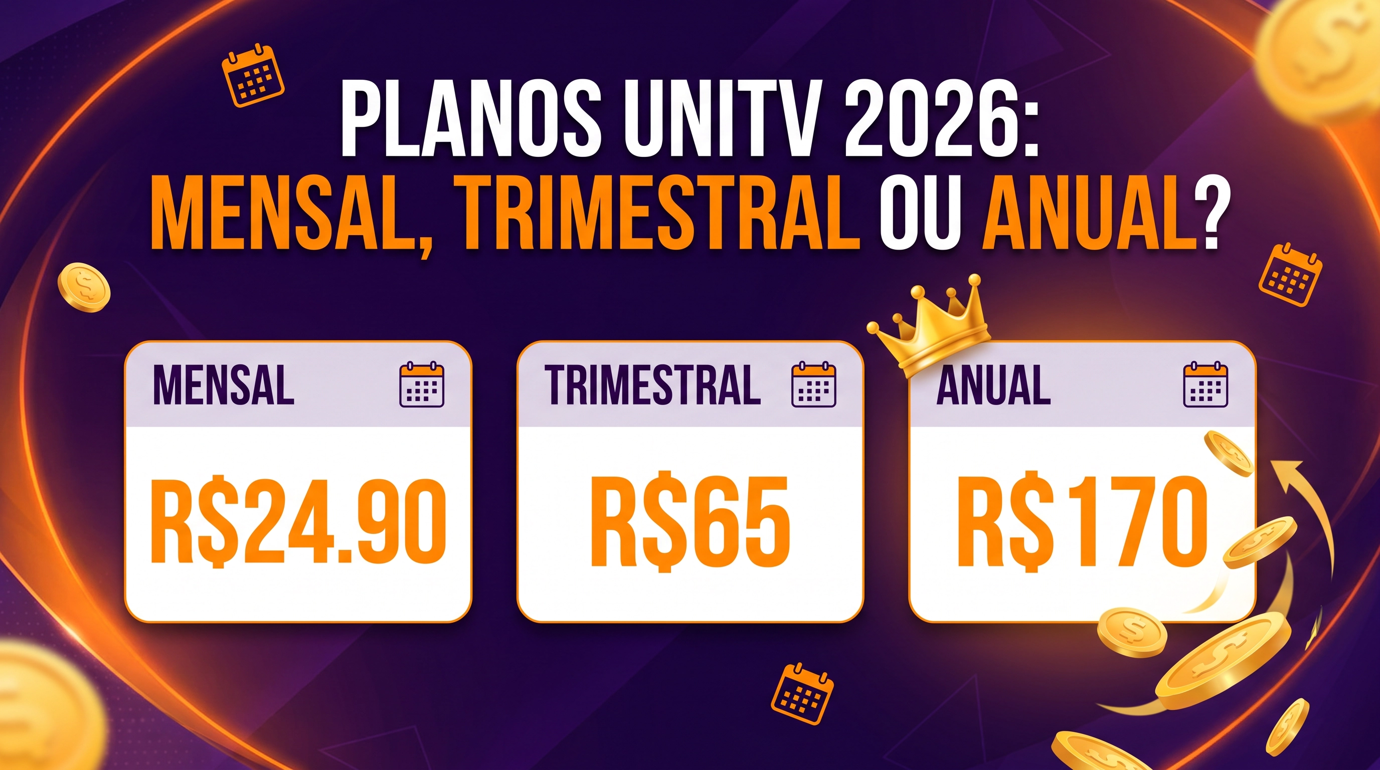 Planos UniTV 2026 comparativo mensal trimestral anual